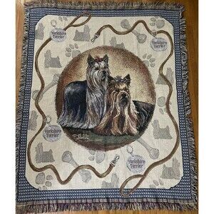 Yorkshire Terrier Yorkie Dog Afghan Throw Woven Lap Blanket Dog Lover Long Hair